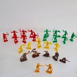 Vintage Plastic Toys Native American and Cowboy Figures